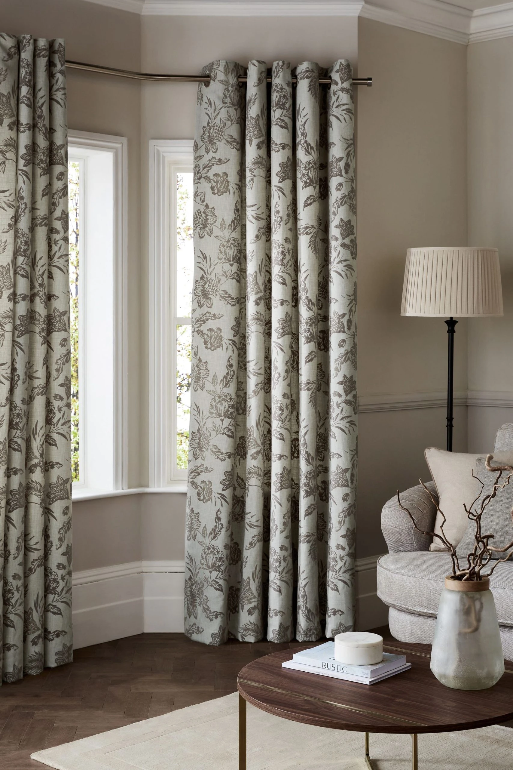 Next Flocked Velvet Floral Eyelet Curtains 4 Next Flocked Velvet Floral Eyelet Curtains - Image 2