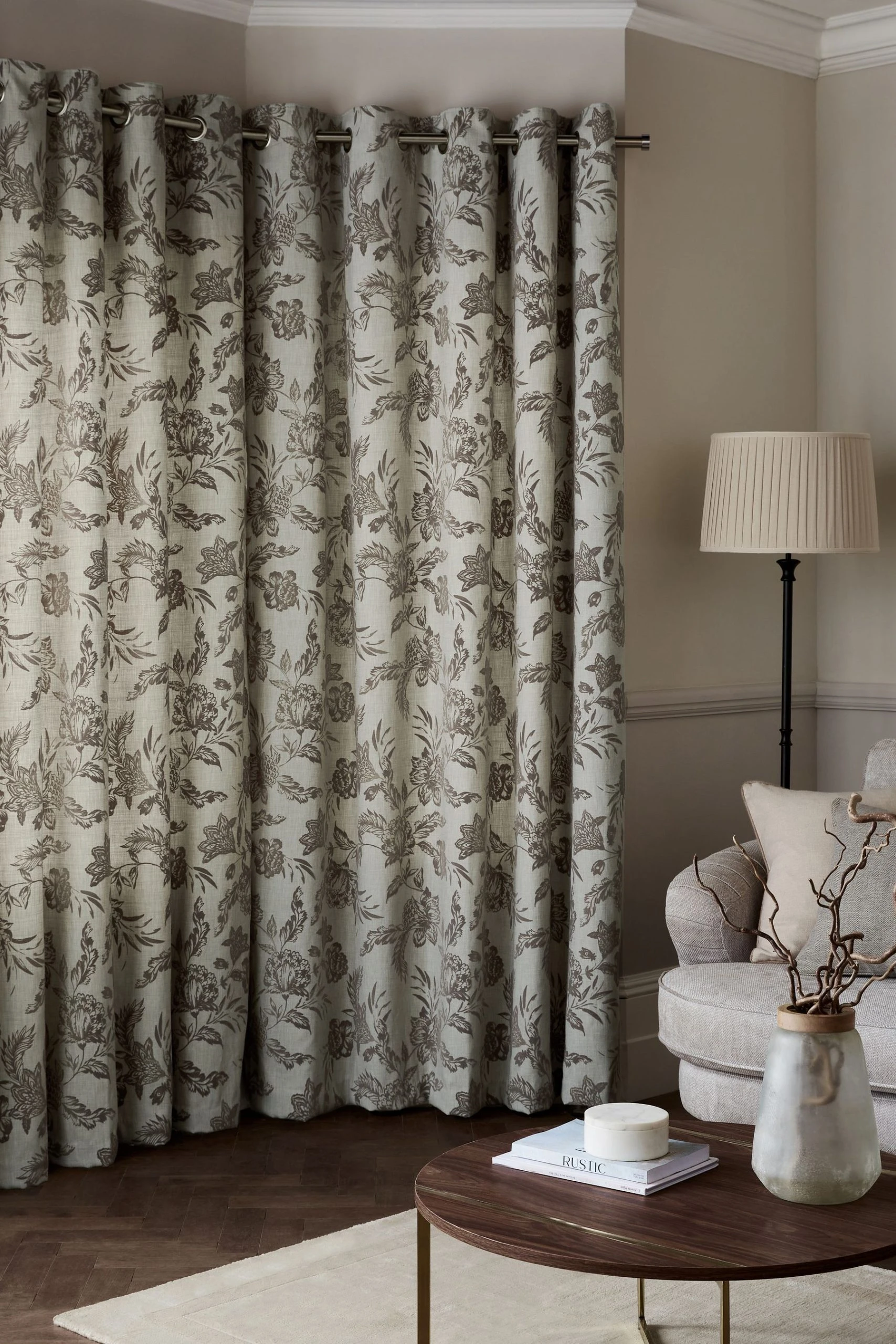 Next Flocked Velvet Floral Eyelet Curtains 5 Next Flocked Velvet Floral Eyelet Curtains - Image 3