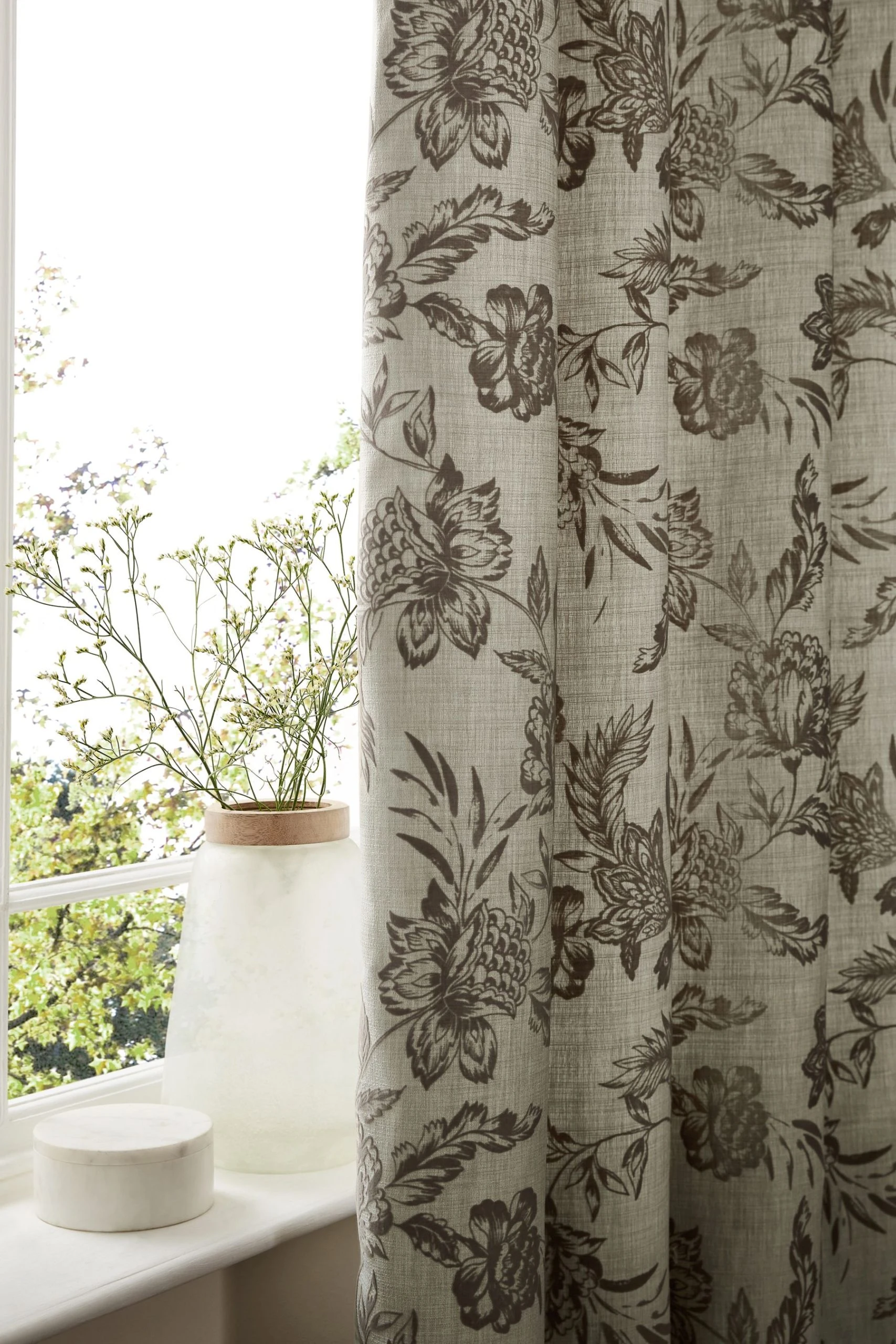 Next Flocked Velvet Floral Eyelet Curtains 6 Next Flocked Velvet Floral Eyelet Curtains - Image 4